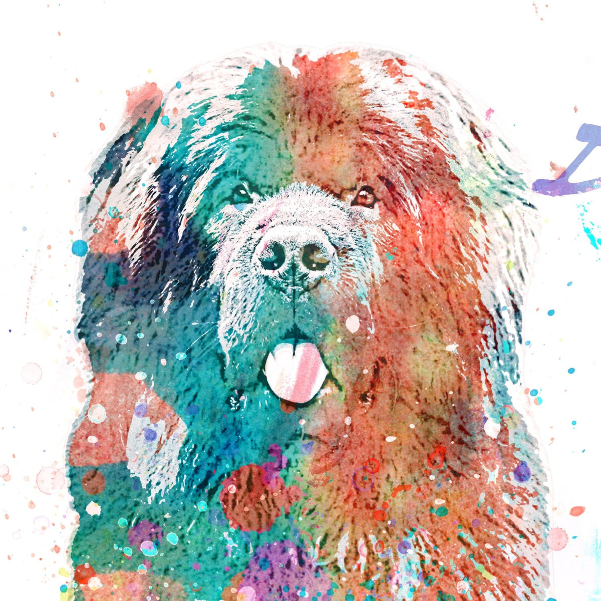 Newfoundland dog watercolor pet portrait detail