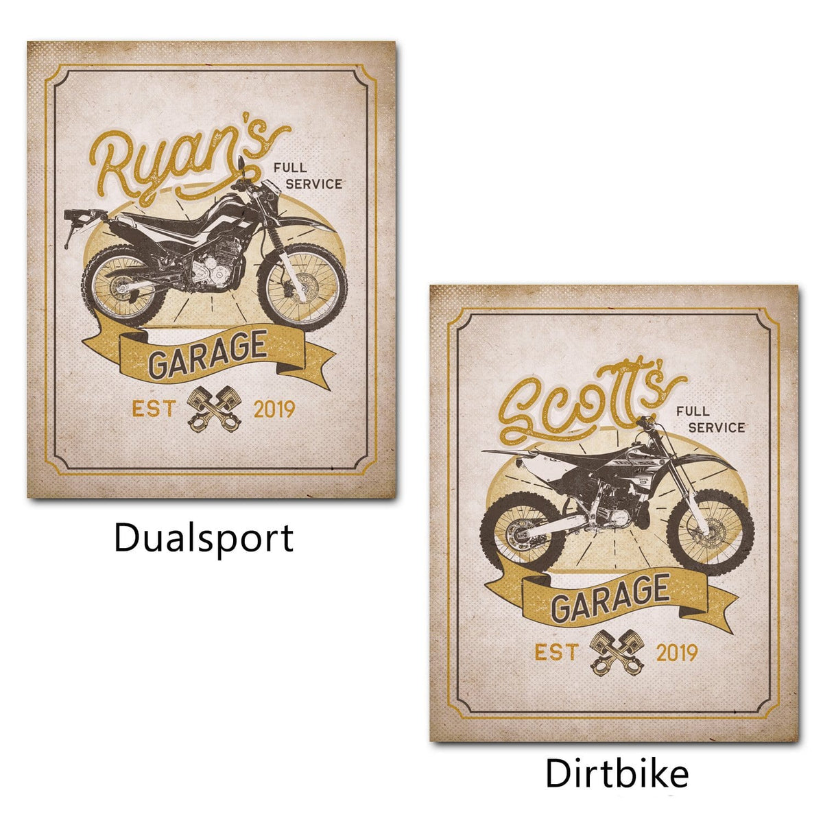 Customizable Retro Motorcycle Signs of a Dual sport and Dirt bike