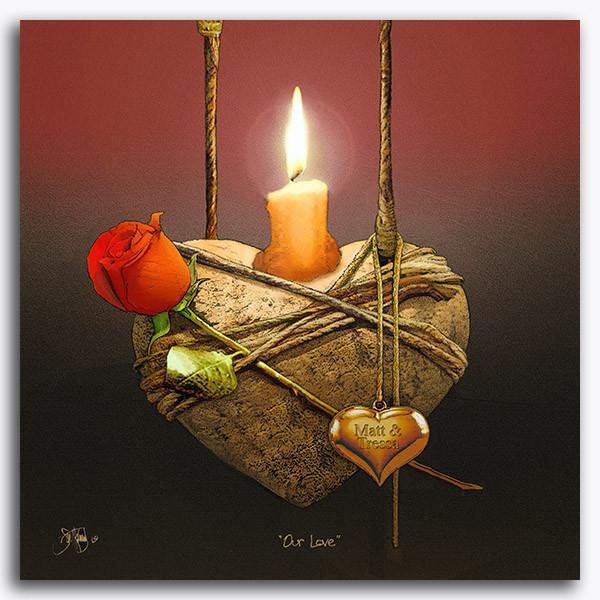 Hheart, candle, rose and locket romanitc persoanlized gift from Personal-Prints