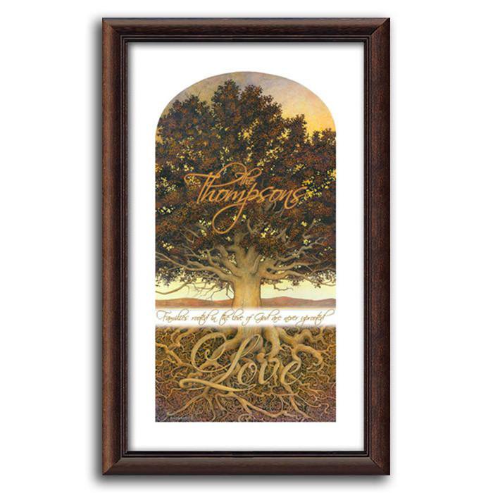 Personalized family tree art with roots that spell LOVE - Personal-Prints
