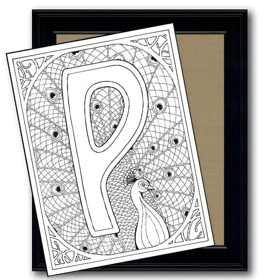 Monogram Coloring Page and Frame Kit - P