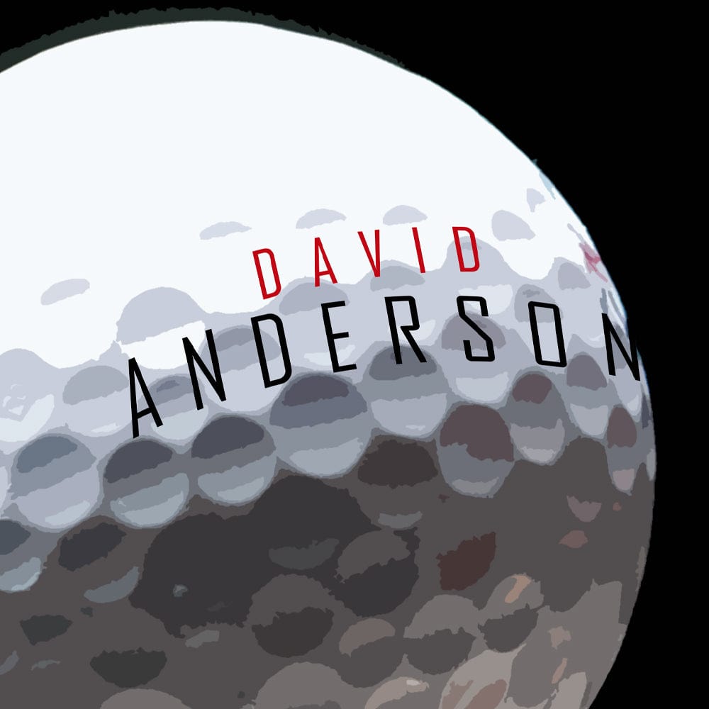 detail of personalized golf ball in art