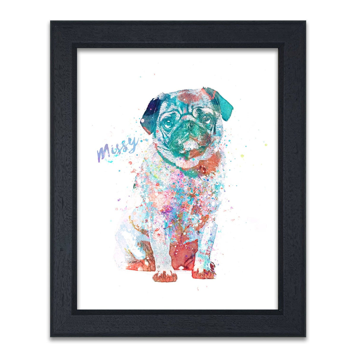 Framed Pug Art Personalized with Dogs Name from Personal-Prints