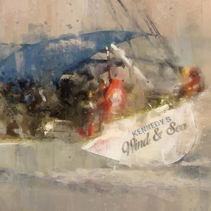 Detail of personalization on sailboat artwork