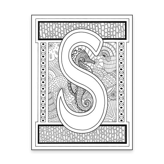 S Monogram Coloring Page