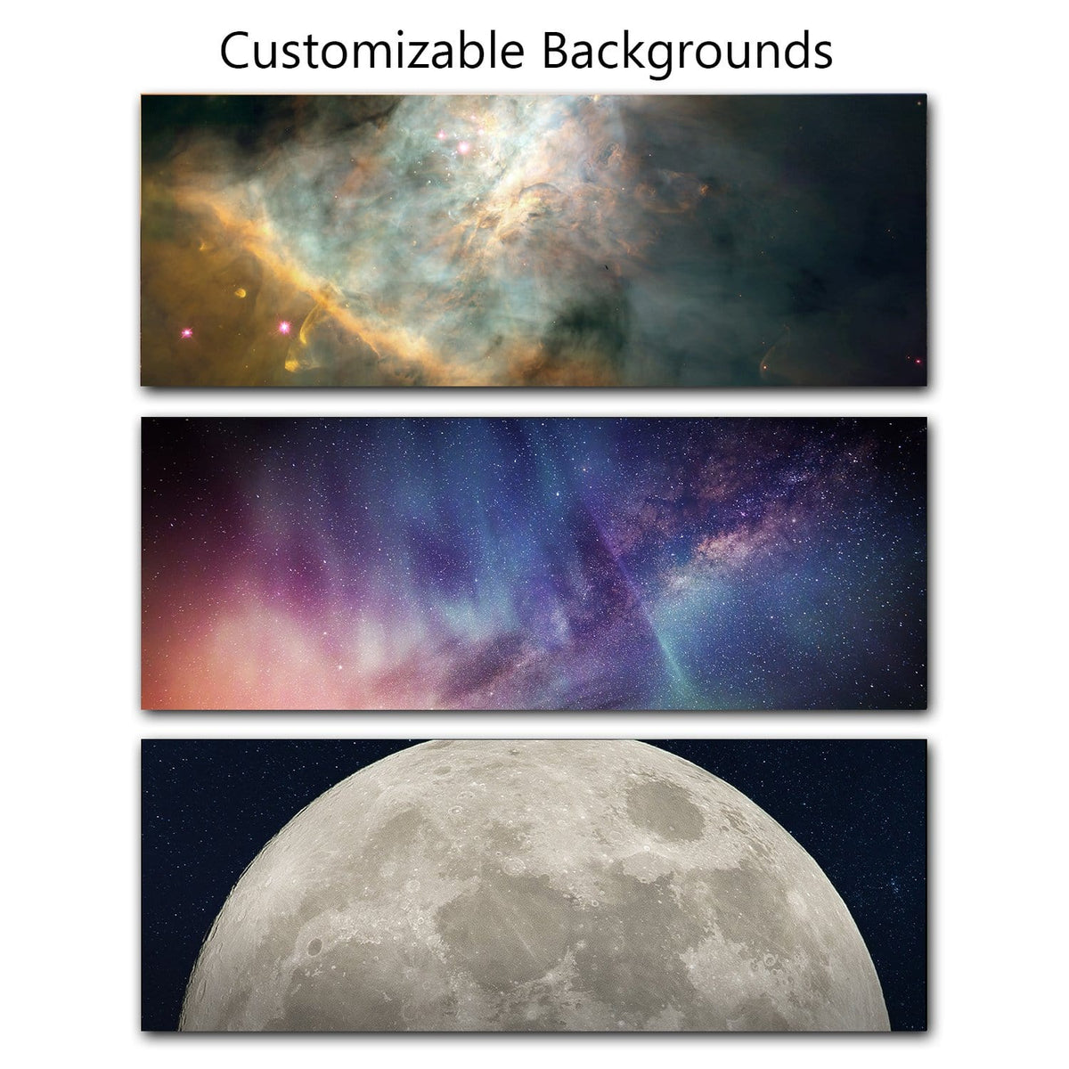 Select from several great outer space background options for your personalized art