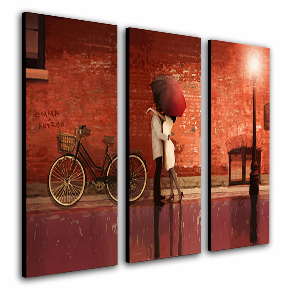 Set of 3 romantic wall decor panels for living room or bedroom decor - oversized art