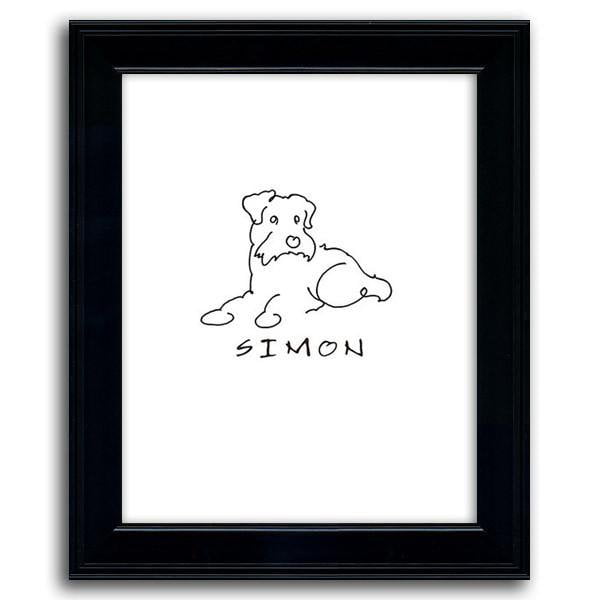 Personalized Schnauzer art line drawing with the pet's name below - Personal-Prints