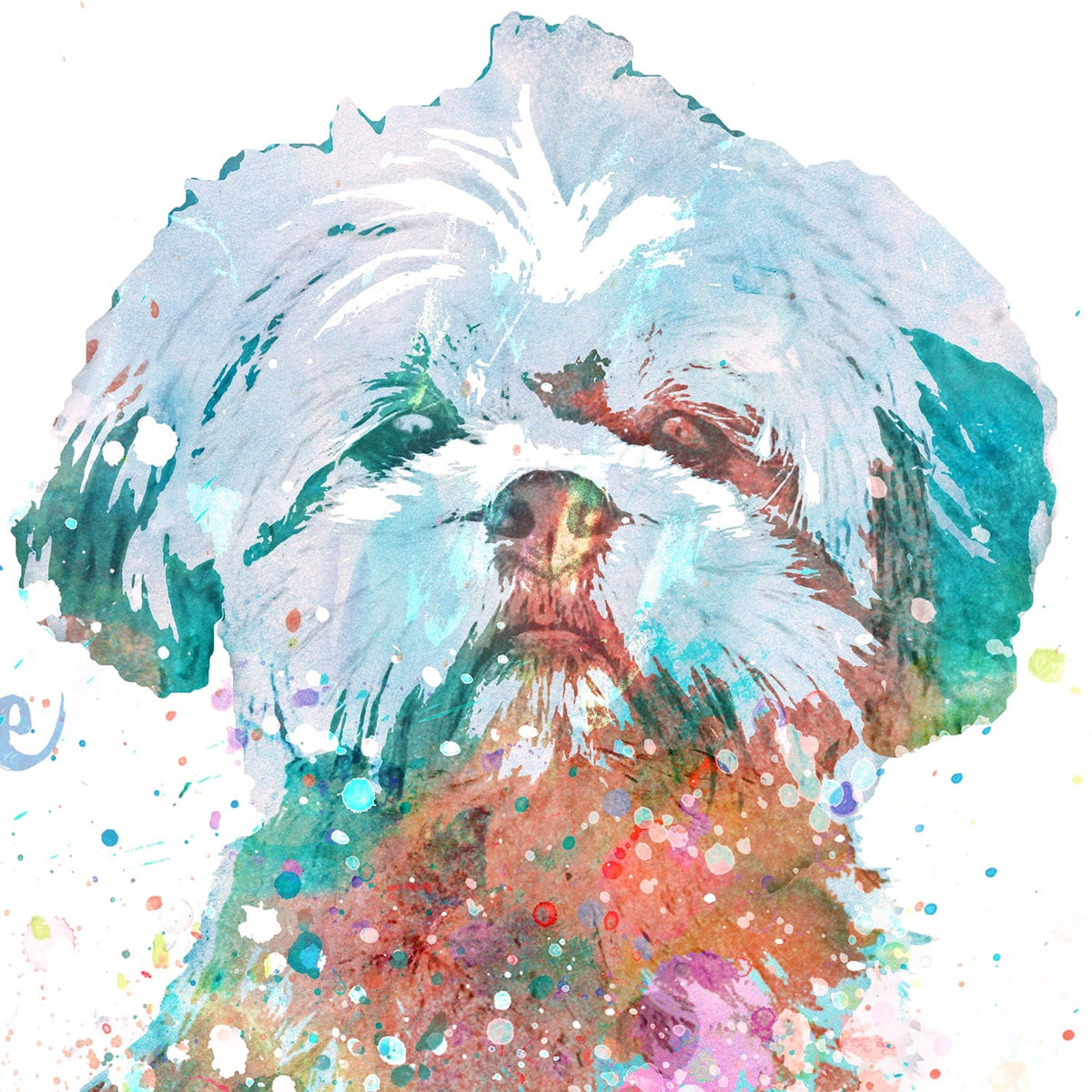 Shih Tzu dog watercolor painting detail