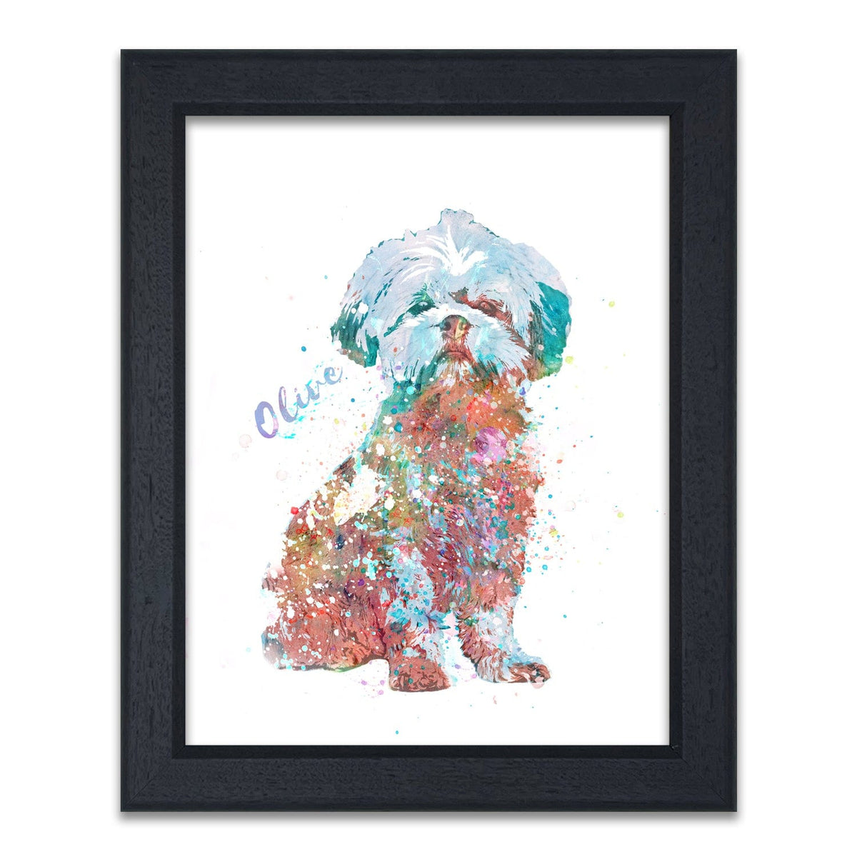 Framed Shih Tzu Watercolor art - Personalized pet gift from Personal-Prints