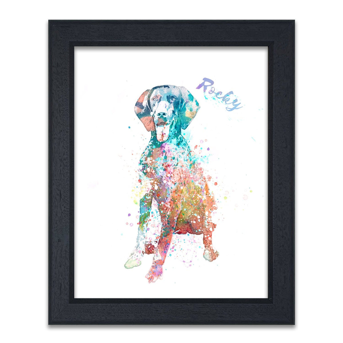 Framed Pointer Dog Watercolor Art from Personal-Prints