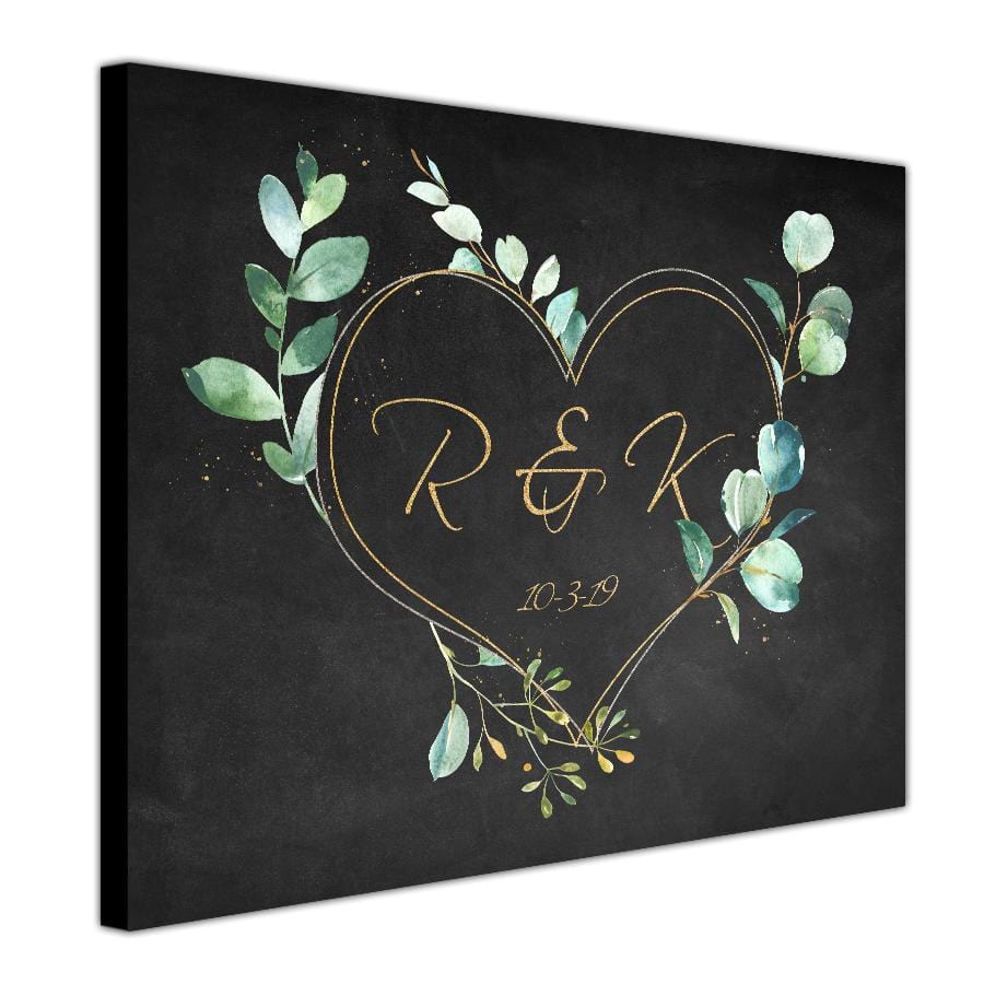 Personalized monogram artwork with a romantic heart personalized for you