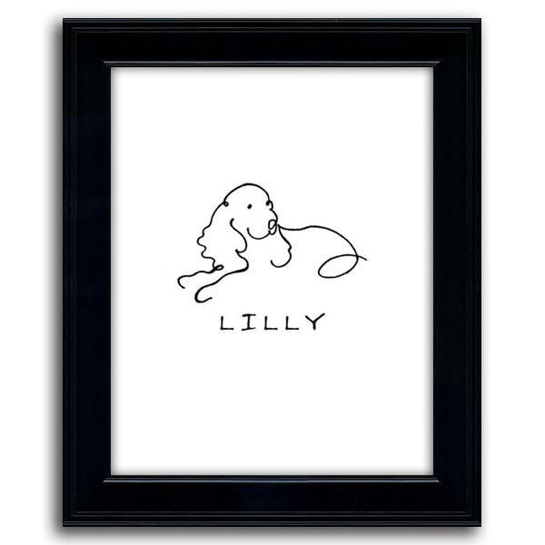 Personalized King Charles Spaniel art with dog&#39;s name below the line drawing - Personal-Prints