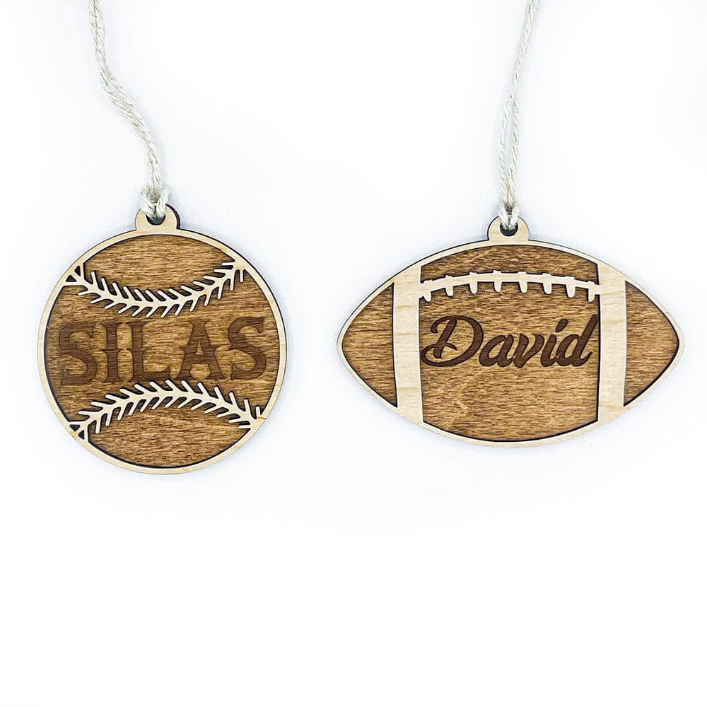 Personalized sports wood Christmas ornaments