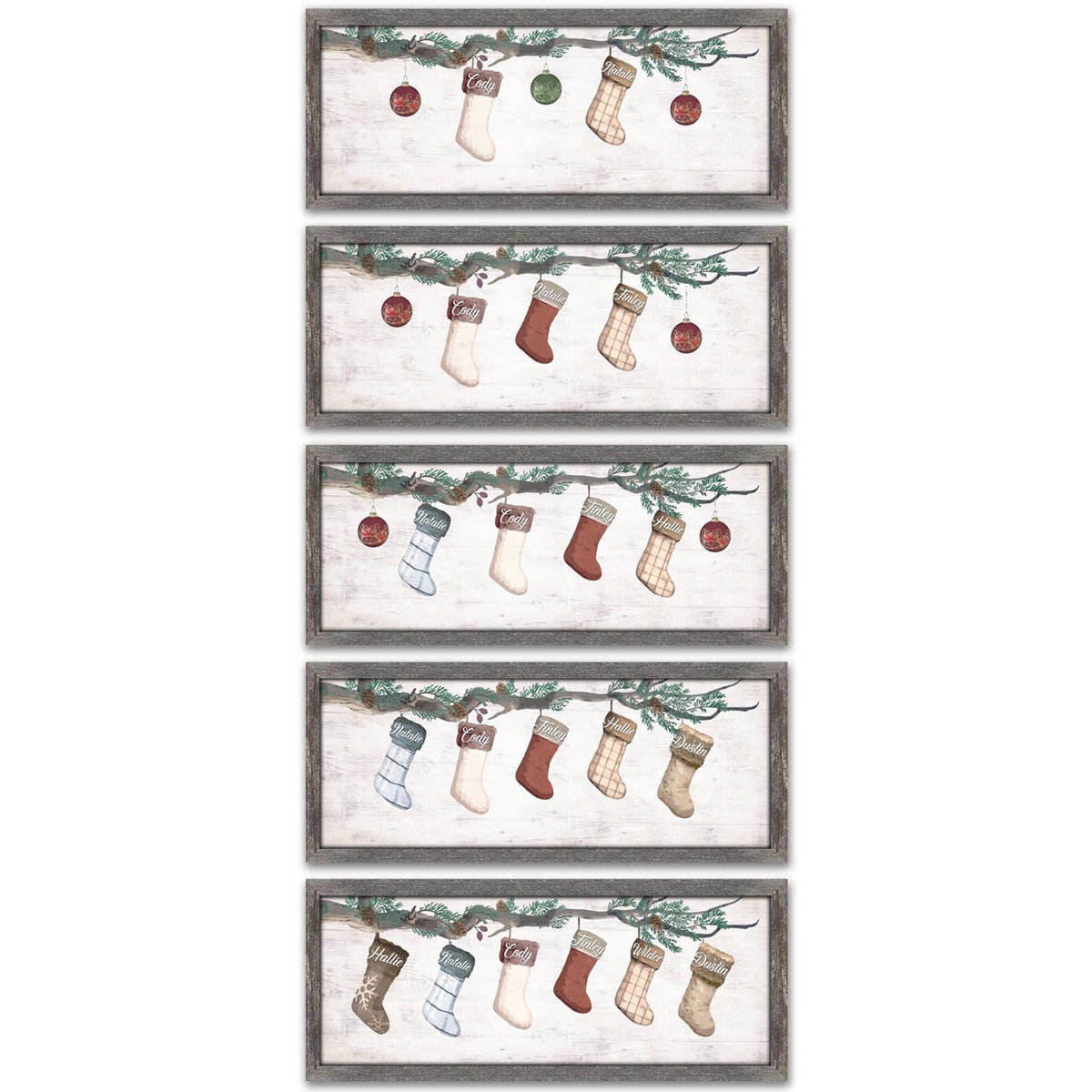 2-6 stockings shown as a framed canvas