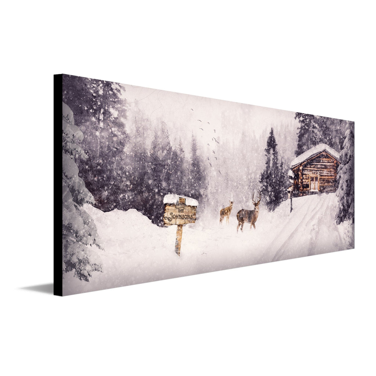 Personalized Gift or Art - Winter Cabin Landscape Art from Personal-Prints