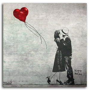  Personalized Romantic Valentine's Day – Easel Backed Tabletop  or Wall Art. Perfect for Wedding Anniversary. (17 - Heart Balloon (Banksy  Style)): Posters & Prints
