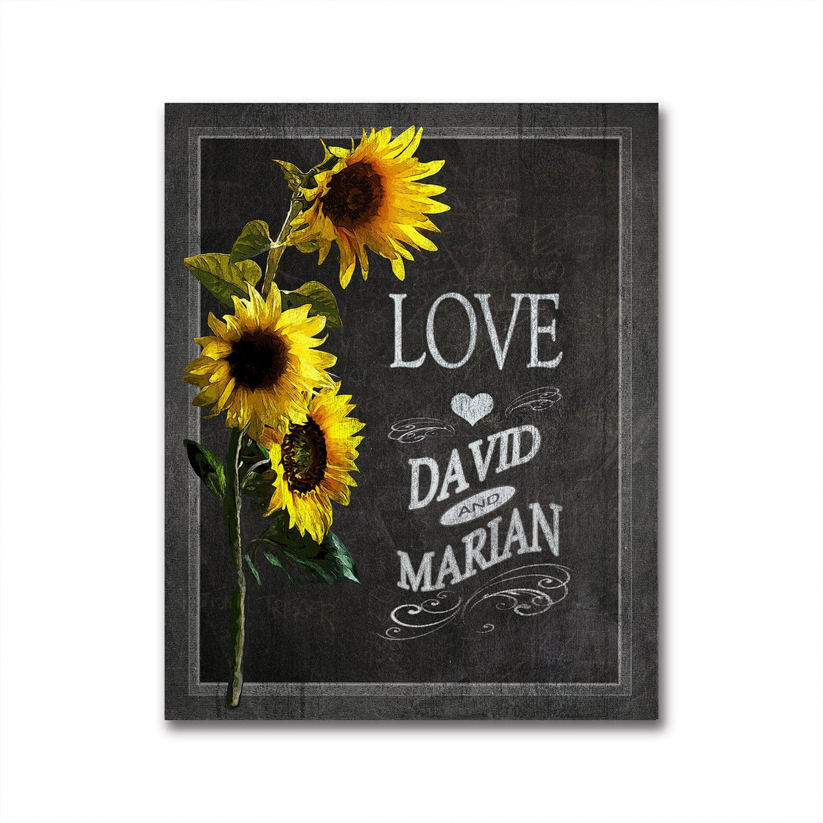 Romantic personalized gift - Chalkboard art - Sun Flowers