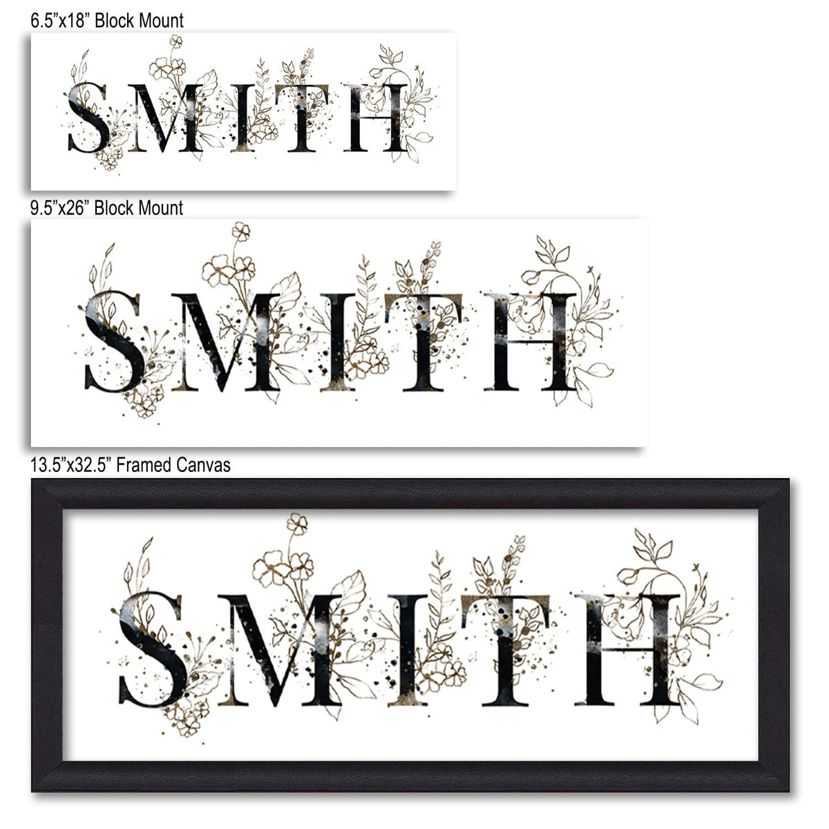 Name Art Personalized Gift size options