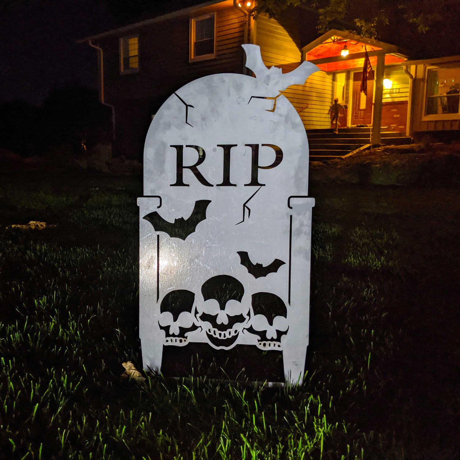 Metal Halloween tombstone yard decor