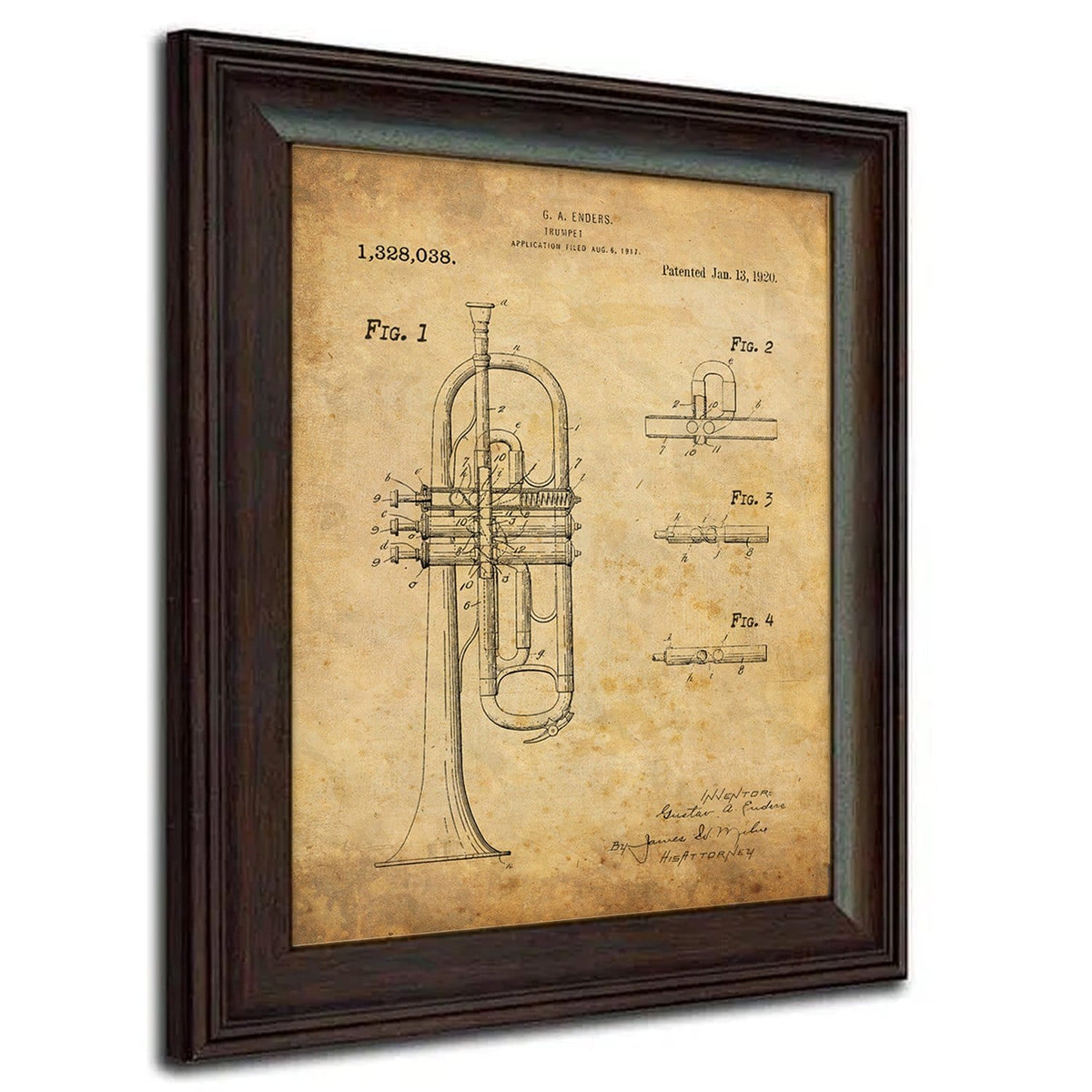 1920 Trumpet US Patent Print