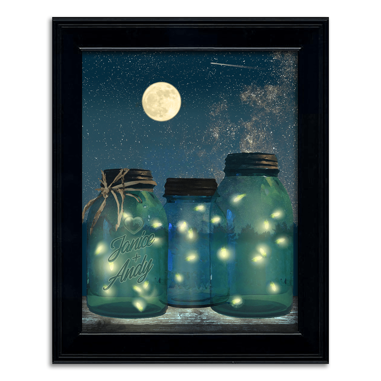 fireflies mason jar art - personalized romantic gift from Personal Prints