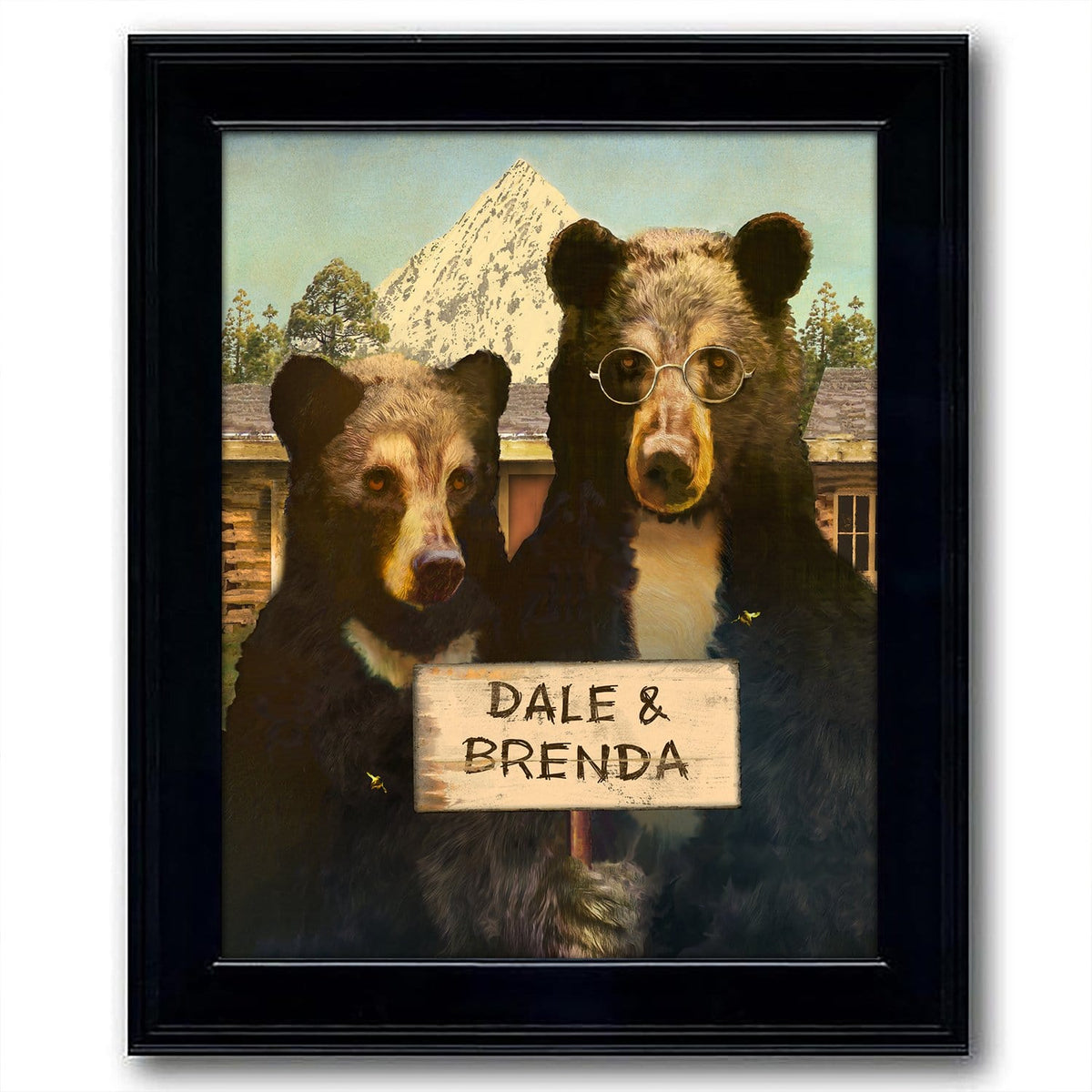 Framed Black Bear Art Personalized for you