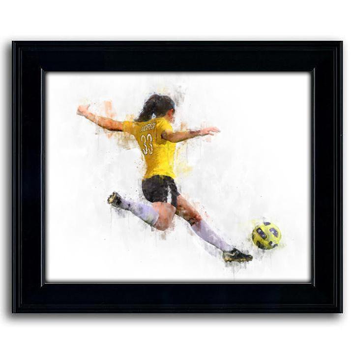 Customizable Girl Soccer Player Art Print- Framed Behind Glass