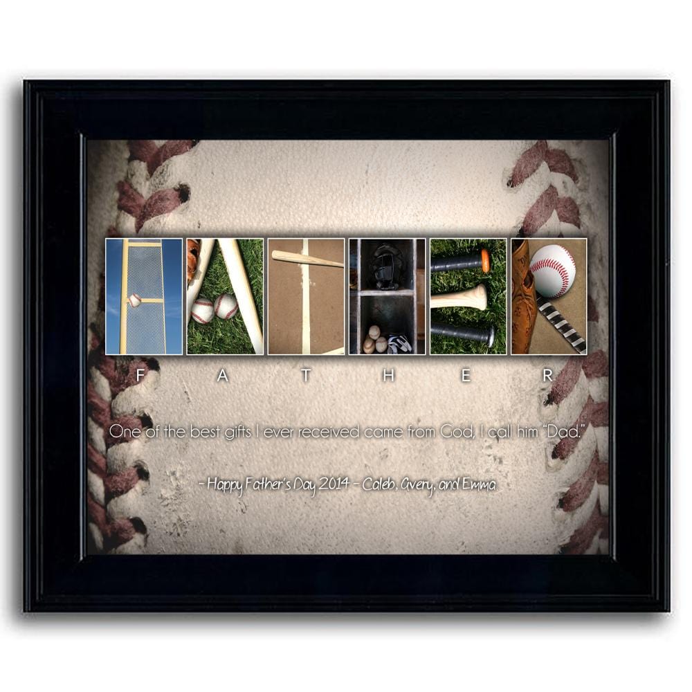 Personalized Father MLB Baseball Art Print Framed Behind Glass