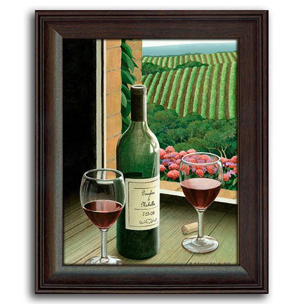 Personalized framed art painting of a window looking out at a vineyard - Personal-Prints