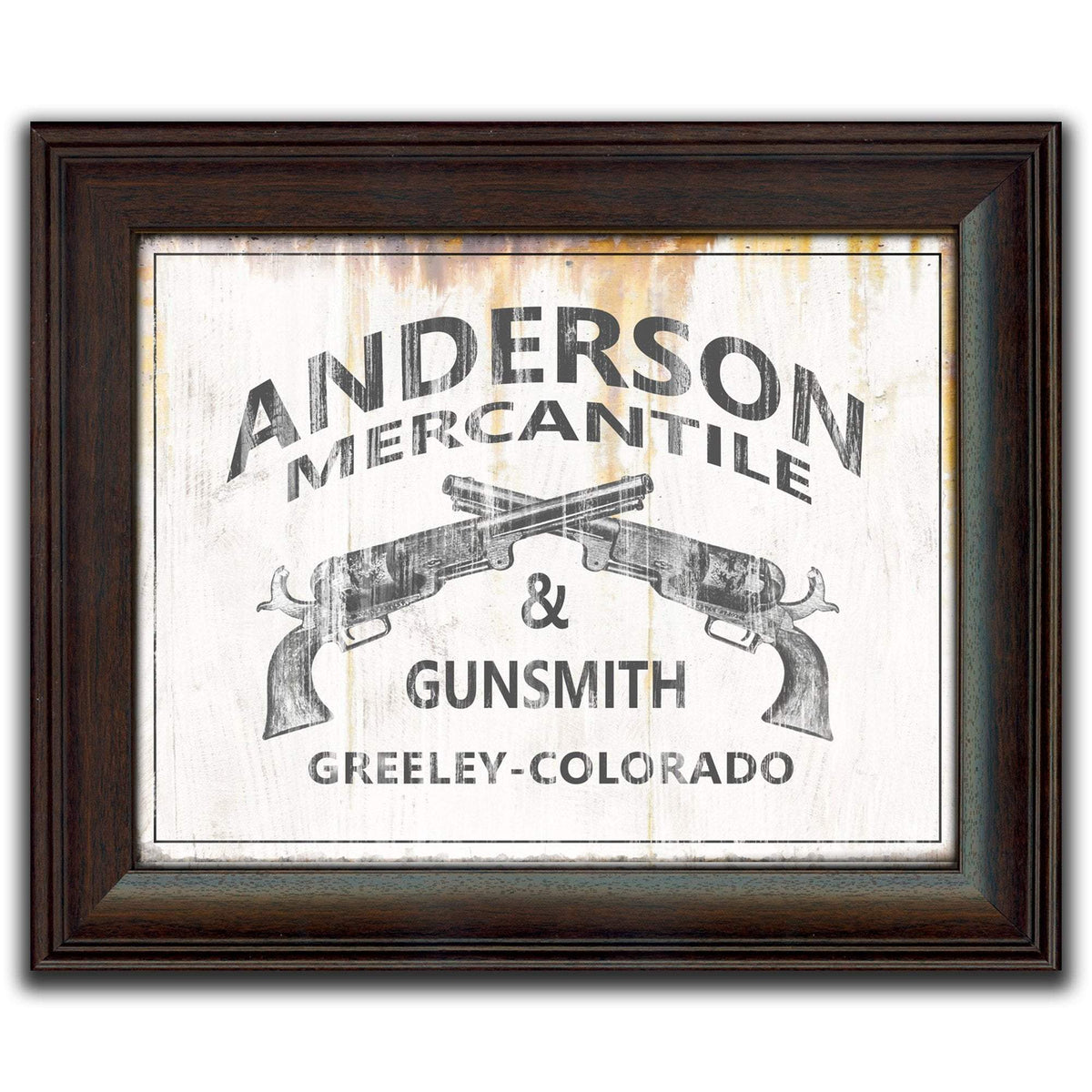 Vintage Revolver Gun Shop Art Print- Framed Behind Glass