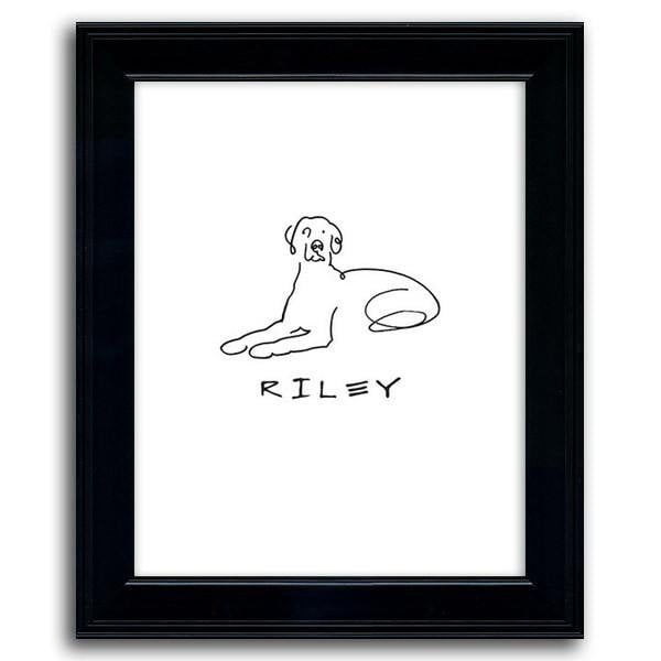 Personalized Weimaraner art line drawing with the pet's name below - Personal-Prints