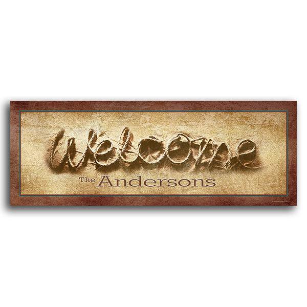 Personalized Country Ranch Decor - Spells Welcome with Rope and your Personalized name on the sign