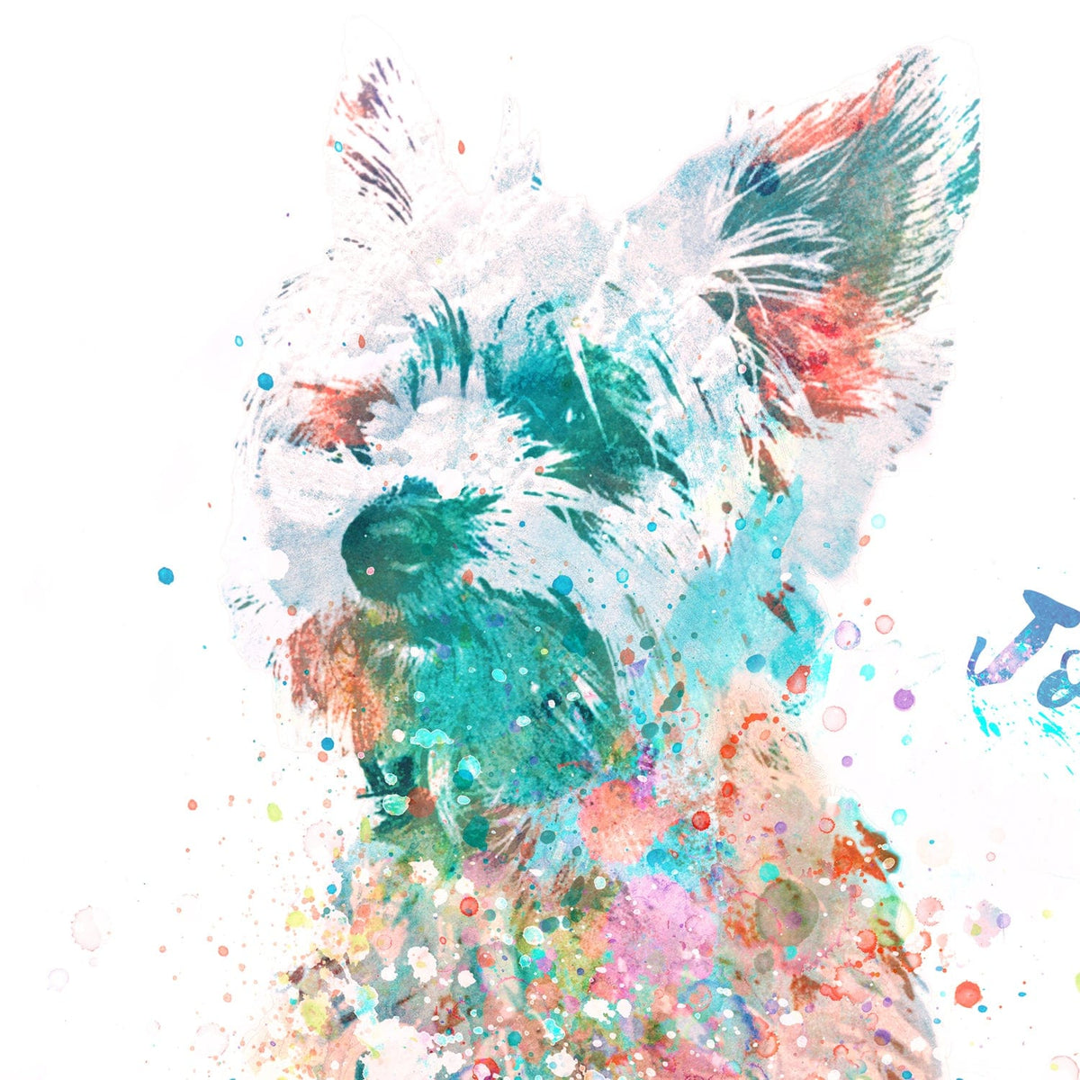 Yorkie dog personalized pet portrait watercolor art detail from Personal Prints