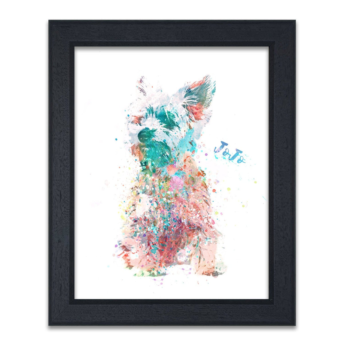 Personalized Pet Art of Yorkie Terrier- Framed Behind Glass