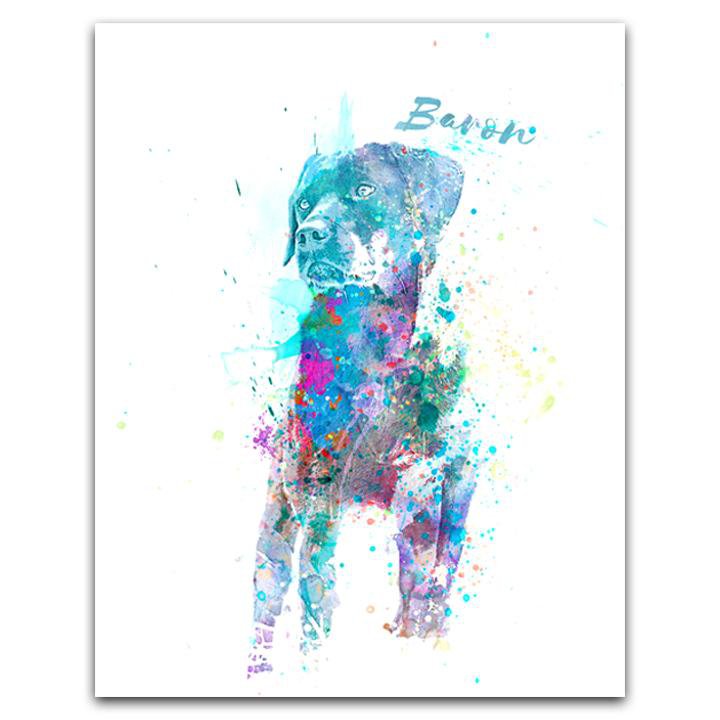 Watercolor Lab Art Print Personalized with Pet&#39;s Name- Block Mount