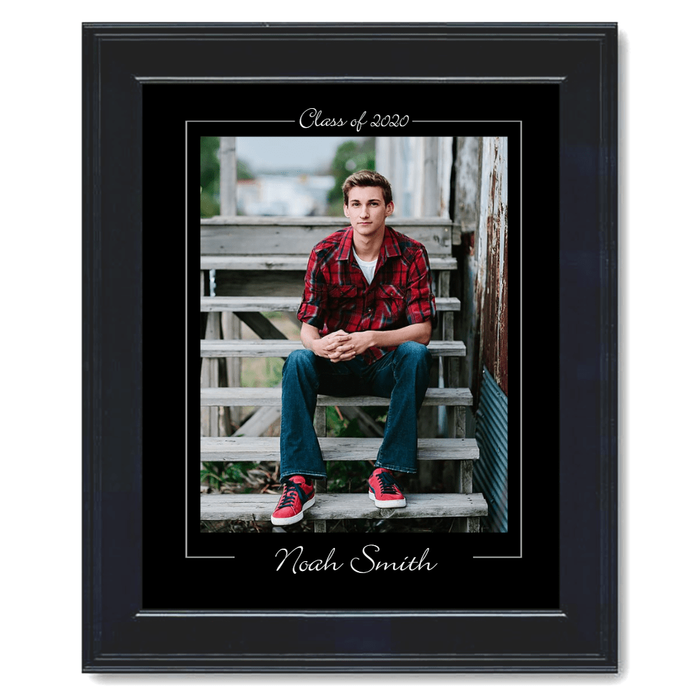 Classic graduation photo display with photo, name and year