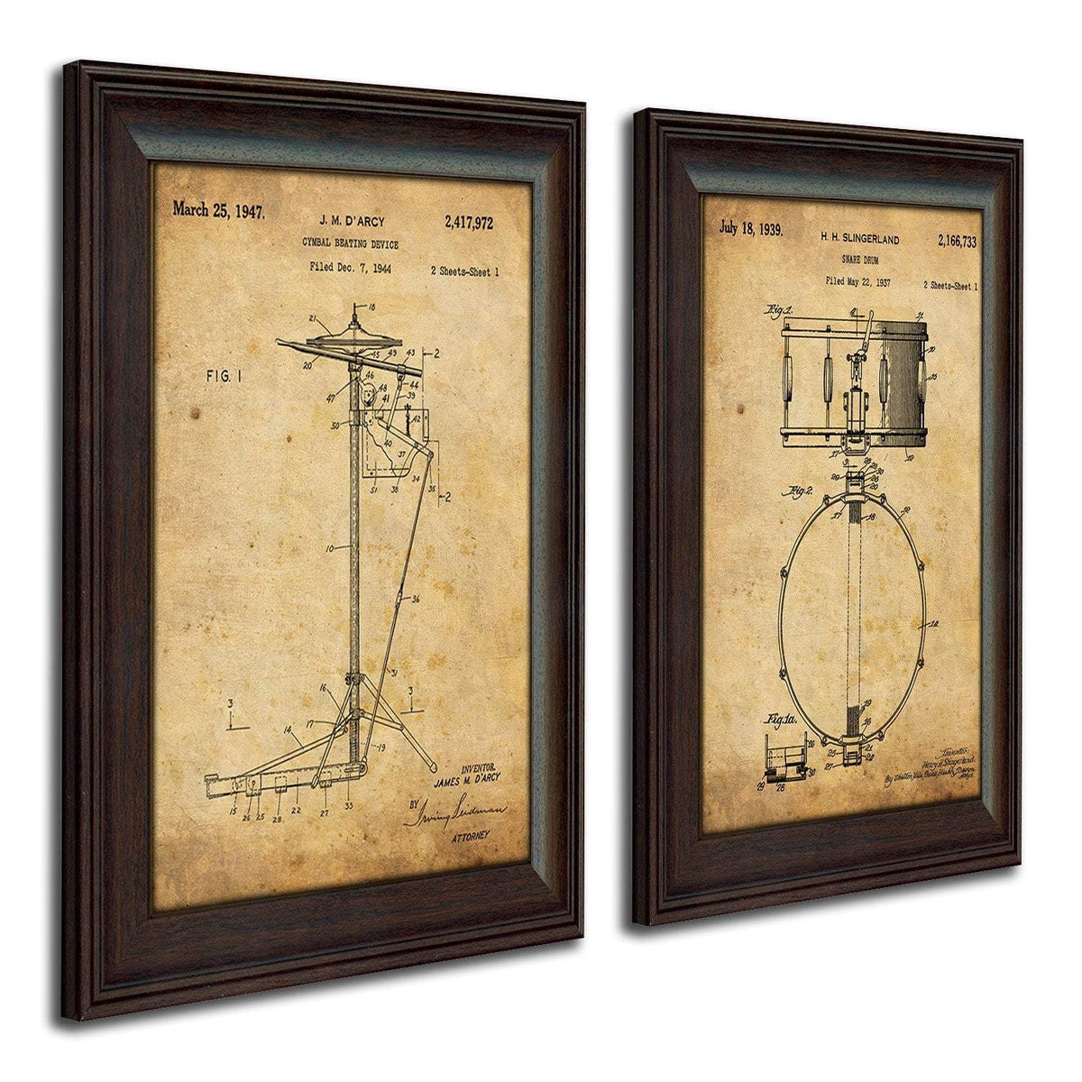 Set of two, Percussionist US Patent Art from Personal-Prints