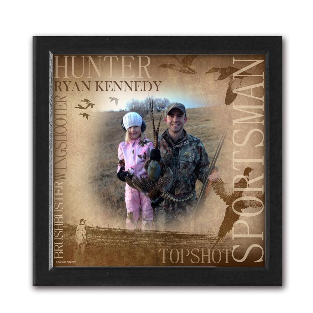 Personalized waterfowl bird hunting/ sportsman art print using your name and your photograph- framed canvas