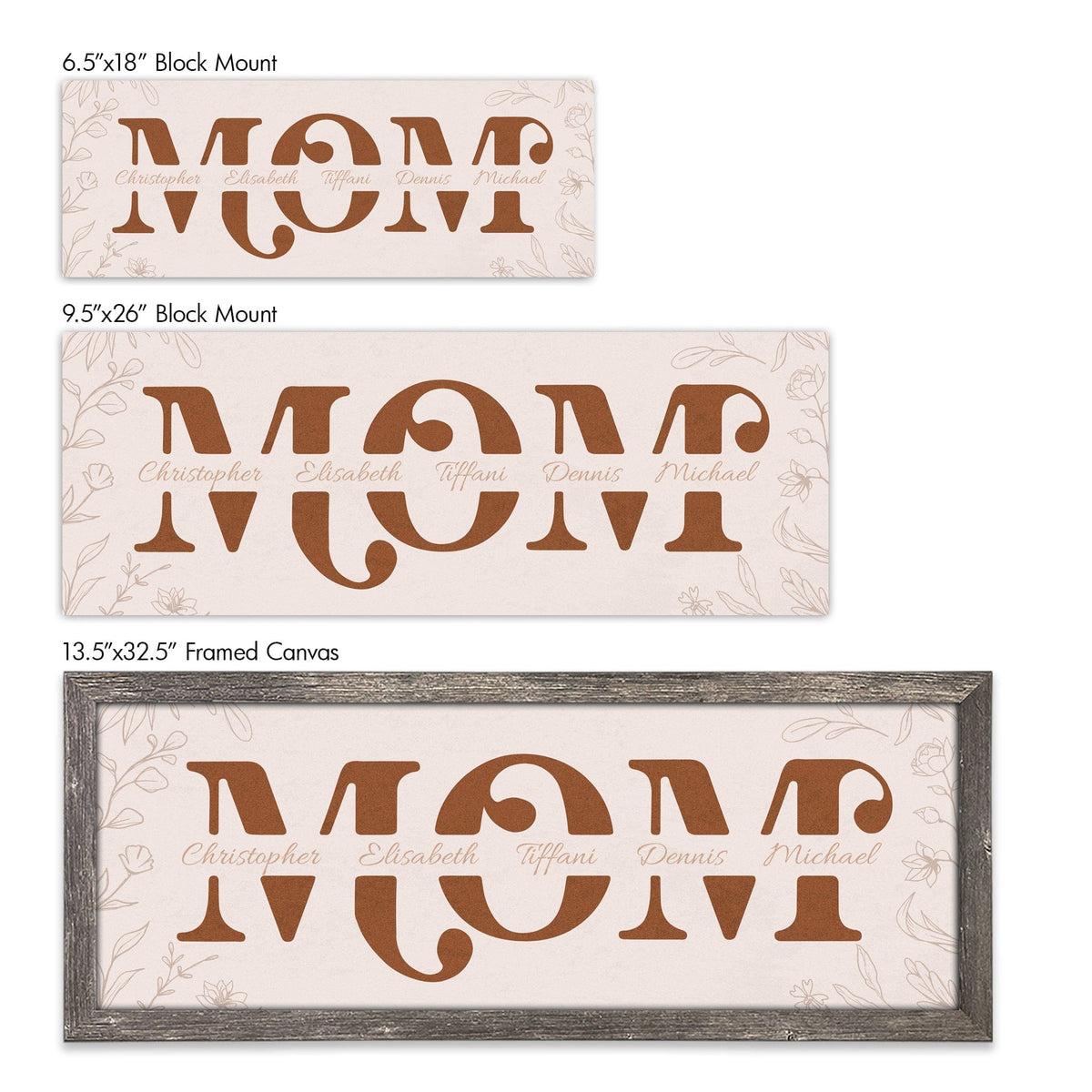 Personalized Gifts for mom - Size chart
