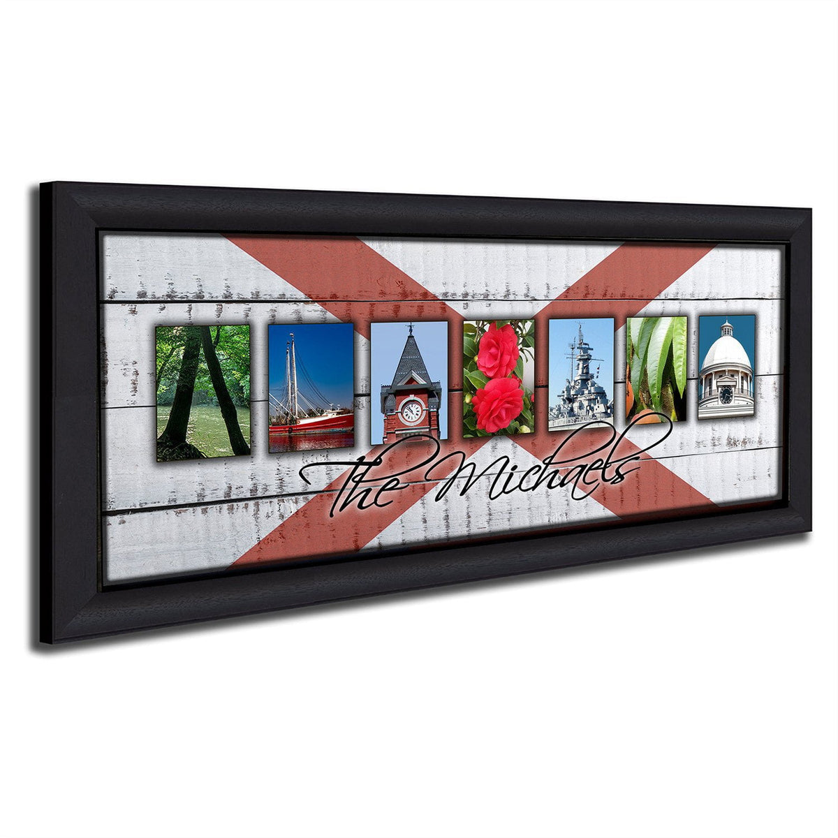 Personal-Prints art 13.5&quot;x32.5&quot; Framed Canvas ALABAMA - State Name Art