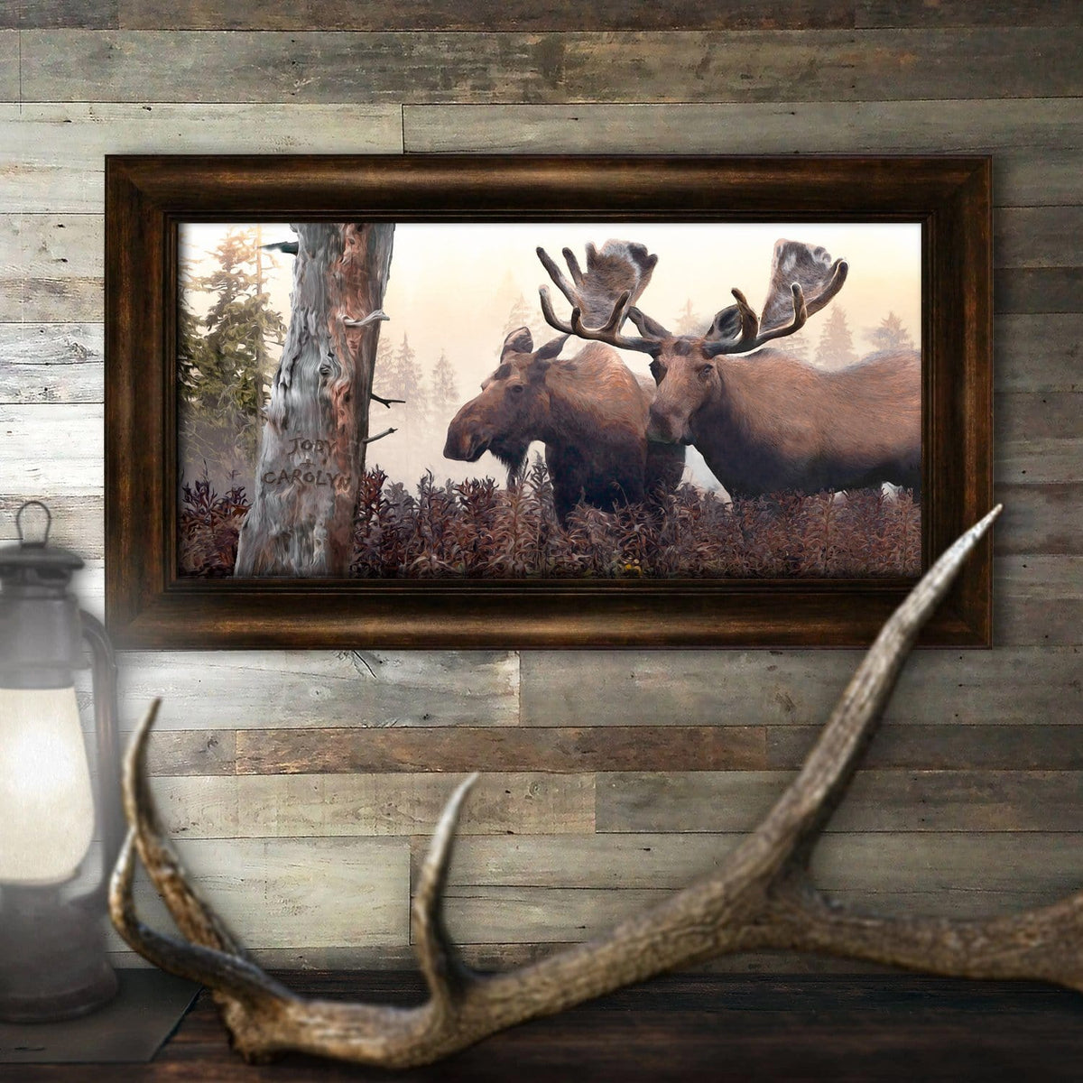 Personal-Prints art 20&quot;x33&quot; Framed Canvas Alaskan Moose Pair