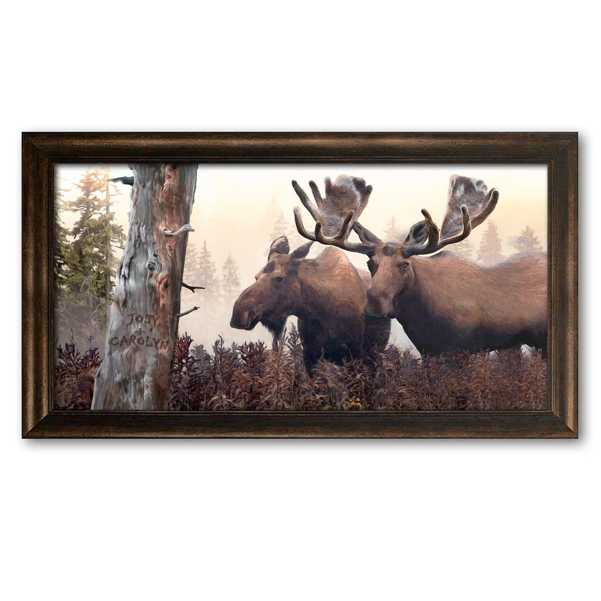 Personal-Prints art 15&quot;x24&quot; Framed Canvas Alaskan Moose Pair