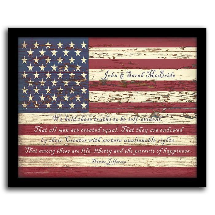 Personal-Prints art 12.5&quot;x15.5&quot; Framed Canvas American Flag