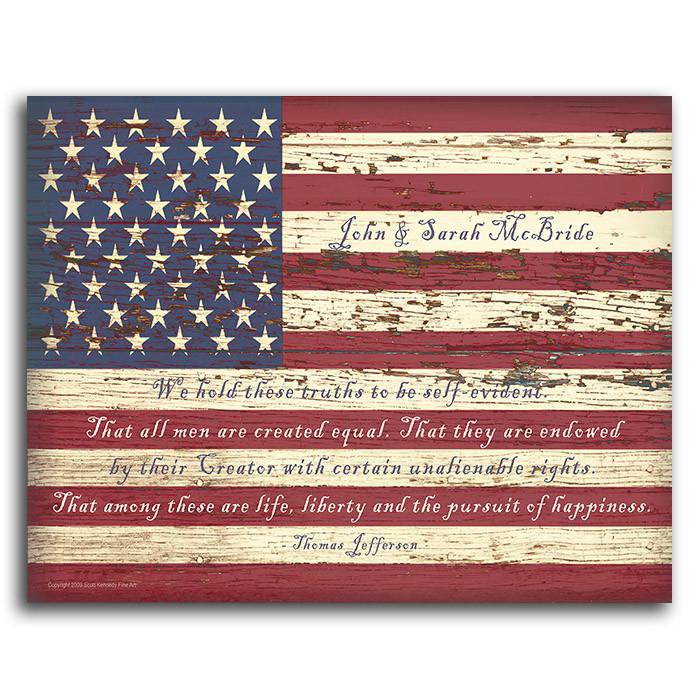 Personal-Prints art 11&quot;x14&quot; Block Mount American Flag