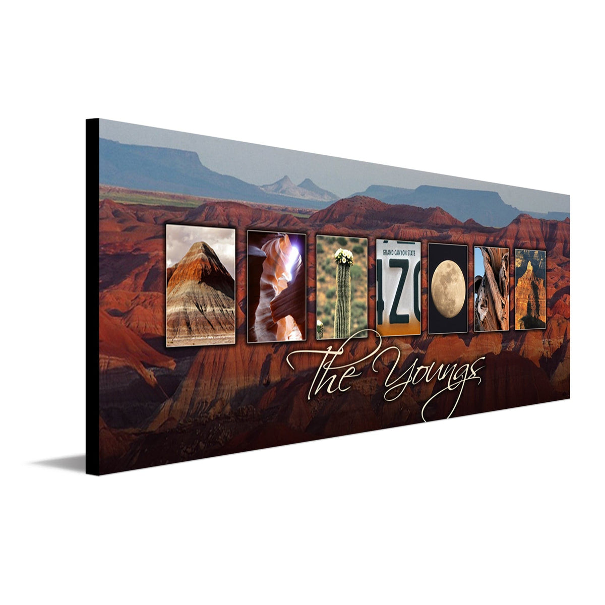 Personal-Prints art 9.5&quot;x26&quot; Block Mount ARIZONA - State Name Art