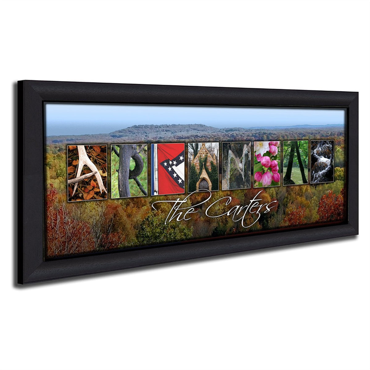 Personal-Prints art 13.5&quot;x32.5&quot; Framed Canvas ARKANSAS - State Name Art