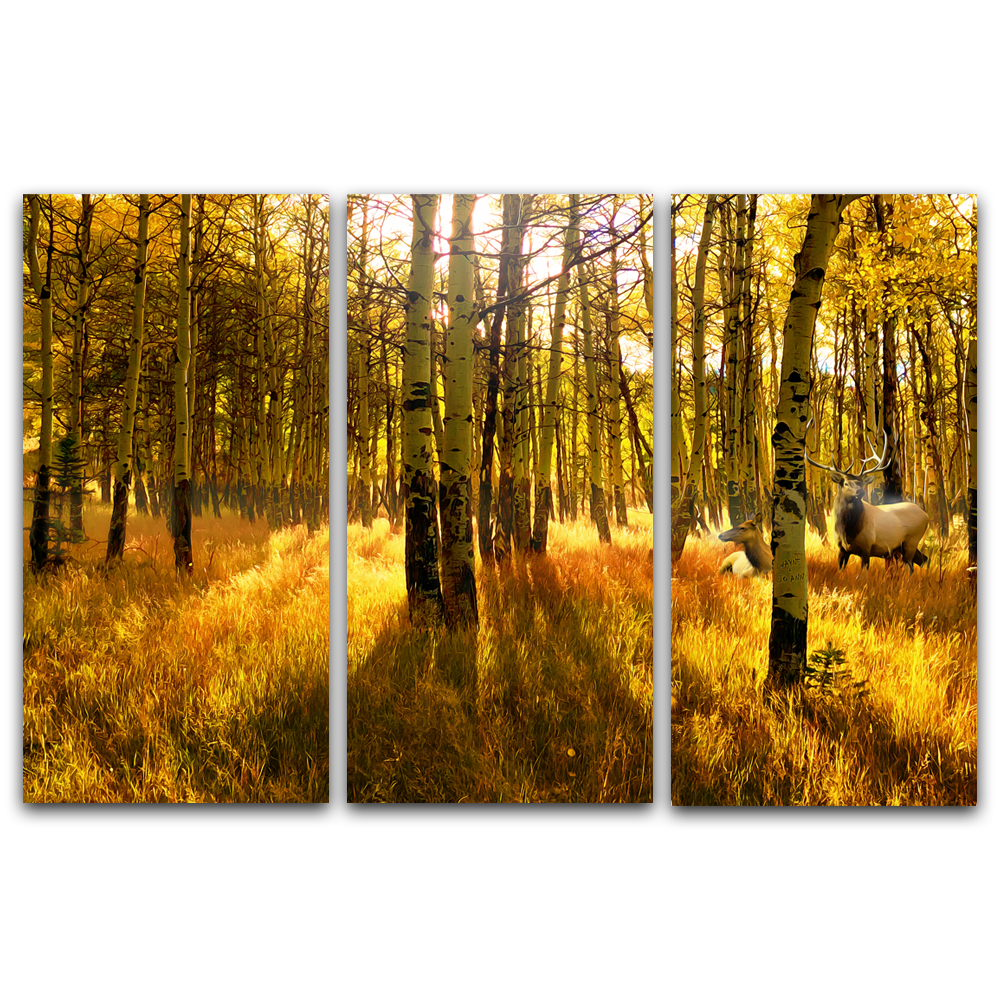 Personal-Prints art Aspen Sunrise Elk - Triptych