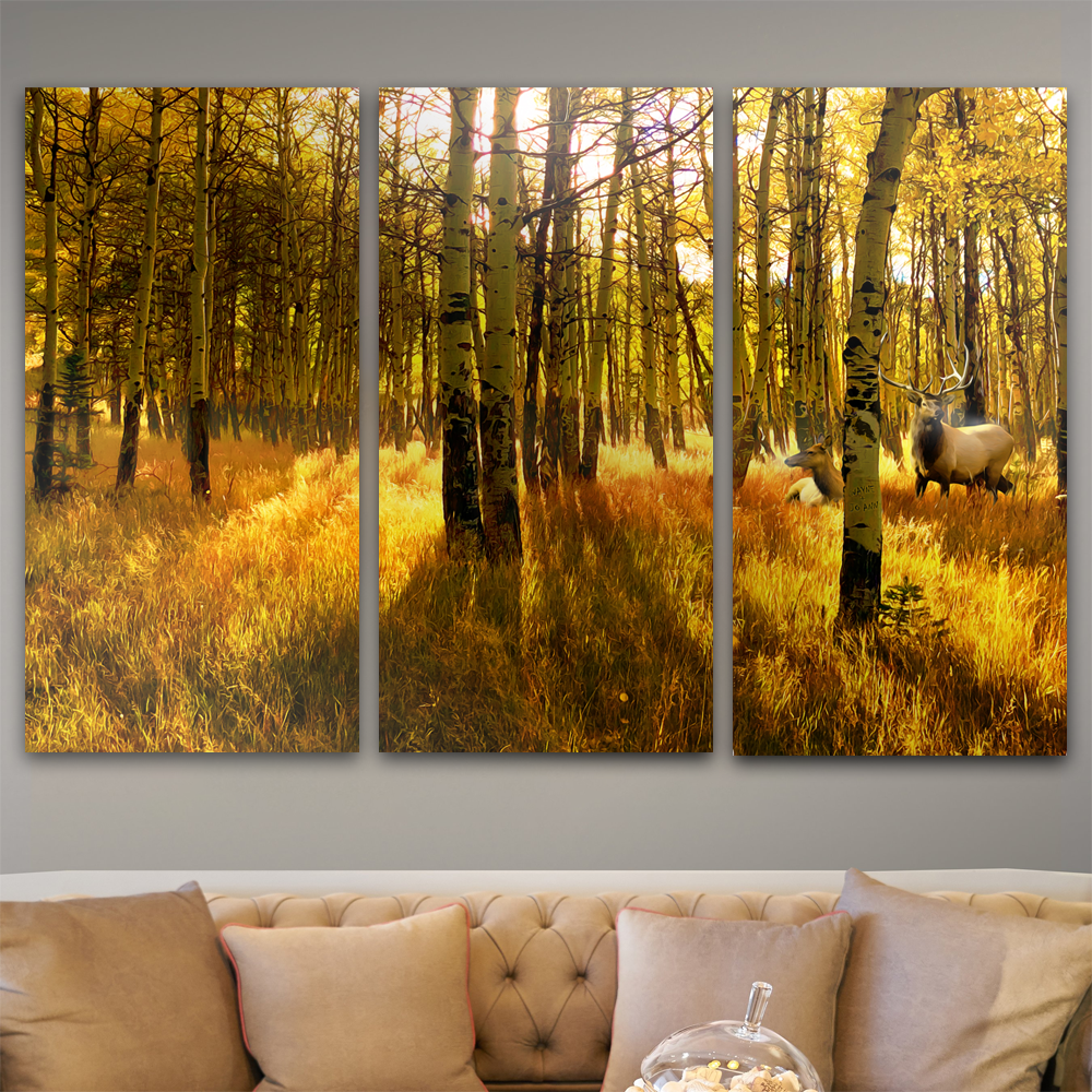 Personal-Prints art Aspen Sunrise Elk - Triptych