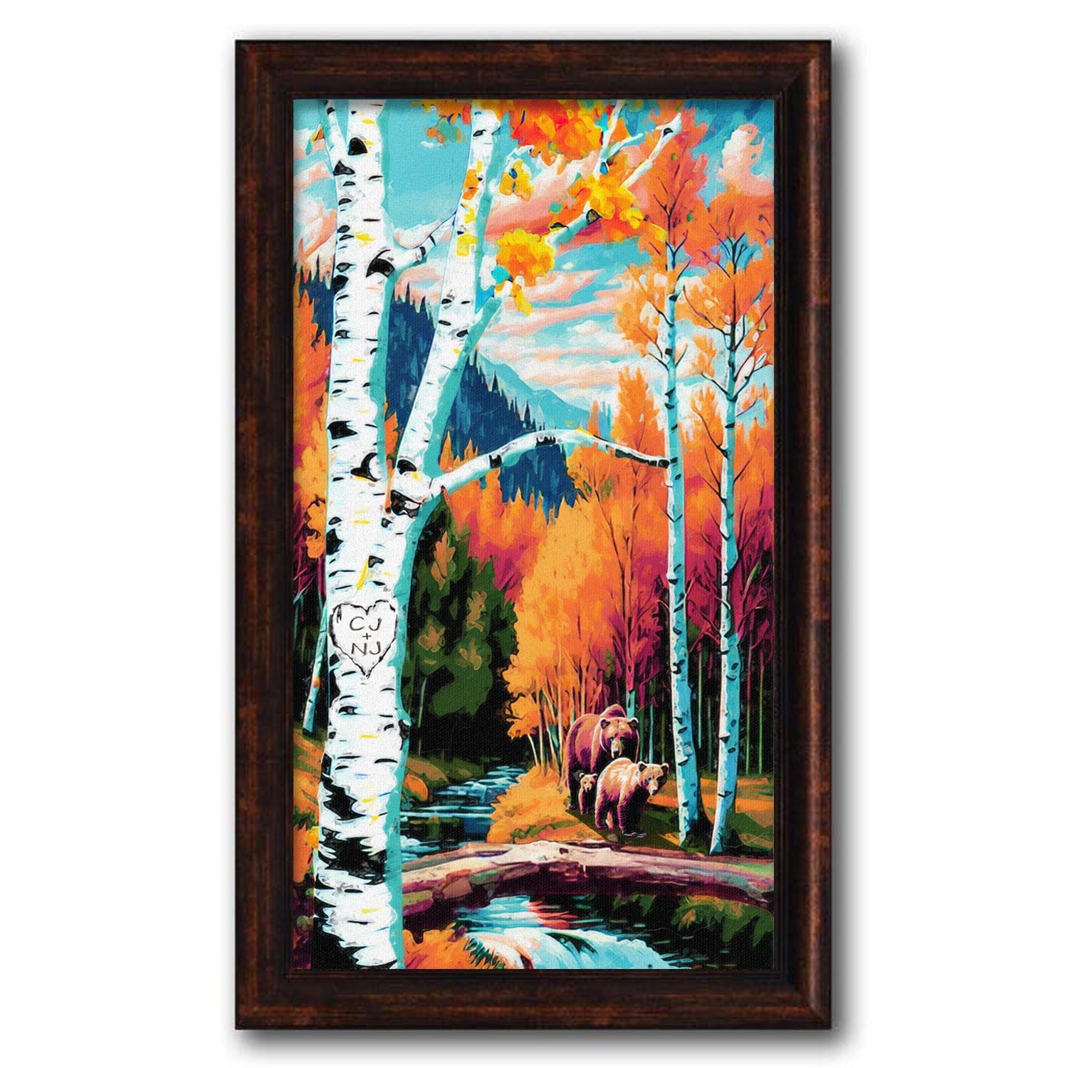 Personal-Prints art 20"x33" Framed Canvas Autumn Bears